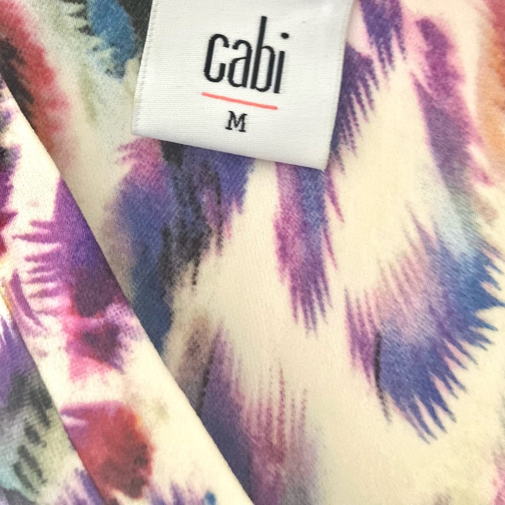Multicolor Abstract Leopard Print Cap Sleeve Top - Picture 7 of 9